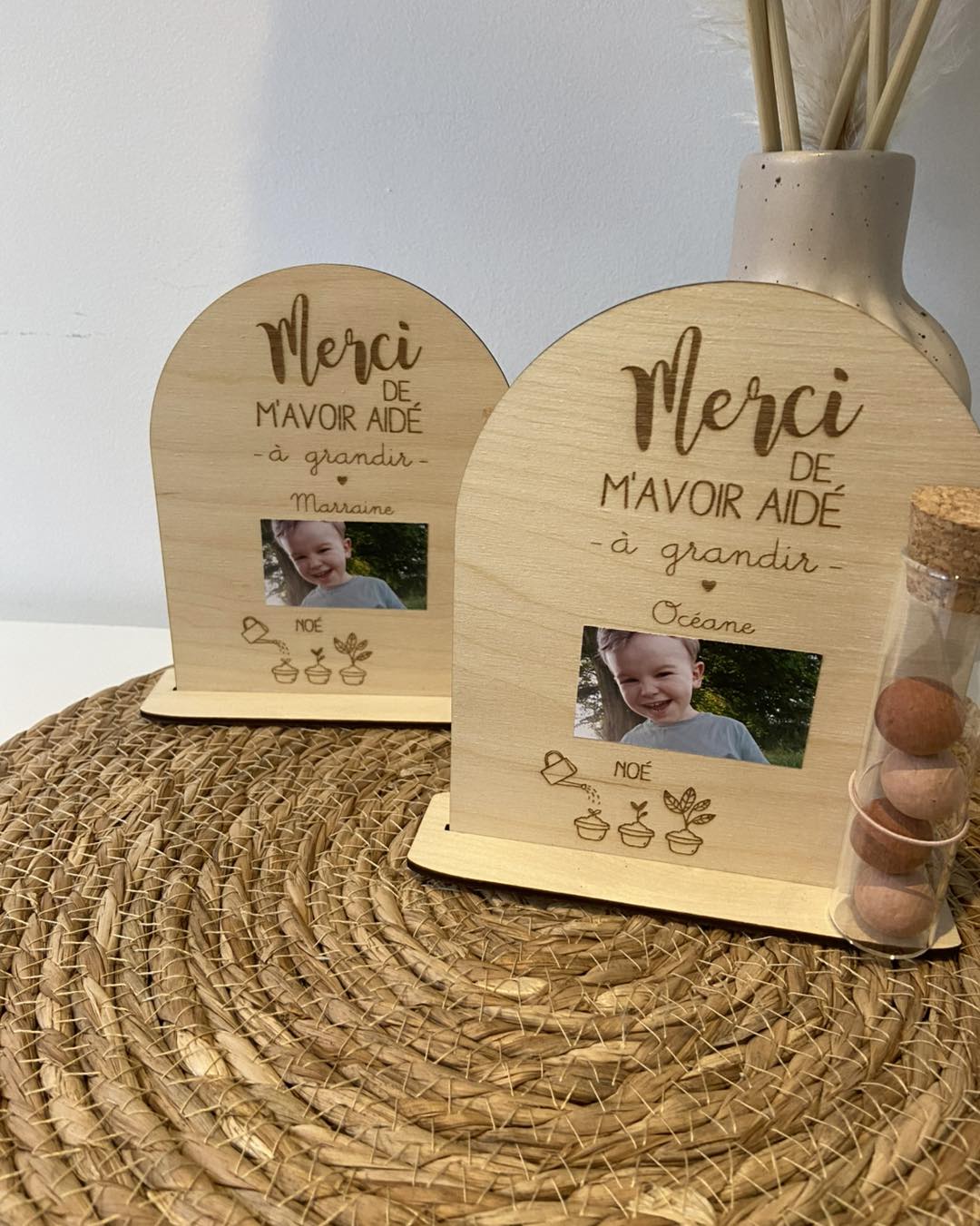 Décoration en bois à planter – “Merci de m’avoir aidé à grandir”