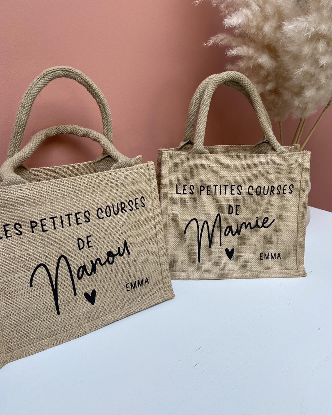 Sac cabas en toile de jute - Modèle "Les petites affaires de..."