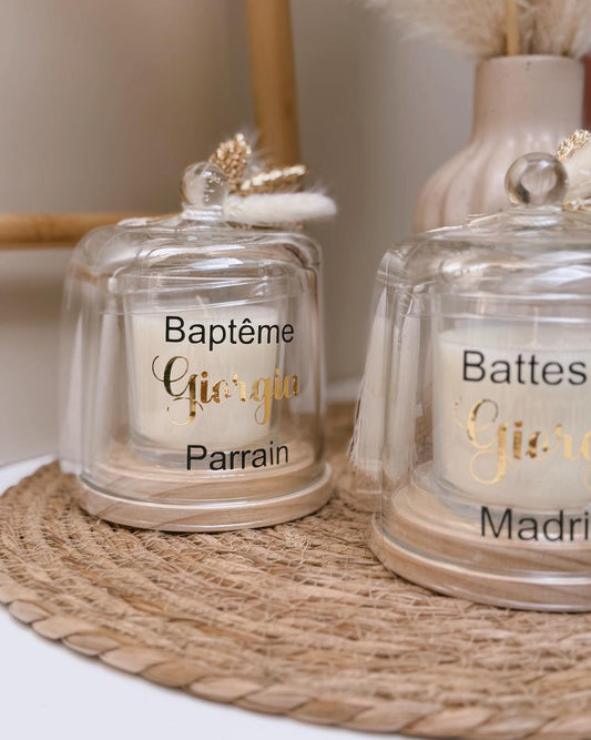 Bougie sous cloche - Baptême