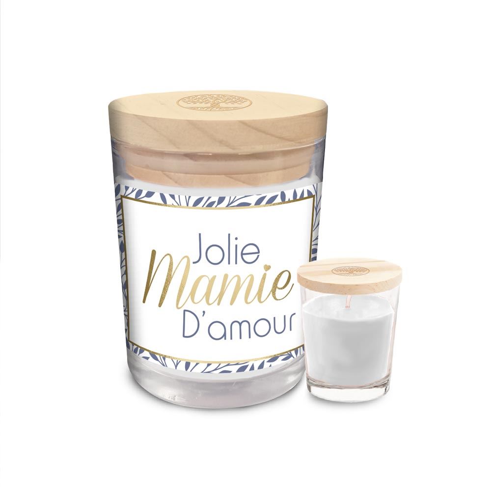 Bougie verre "jolie mamie d amour"