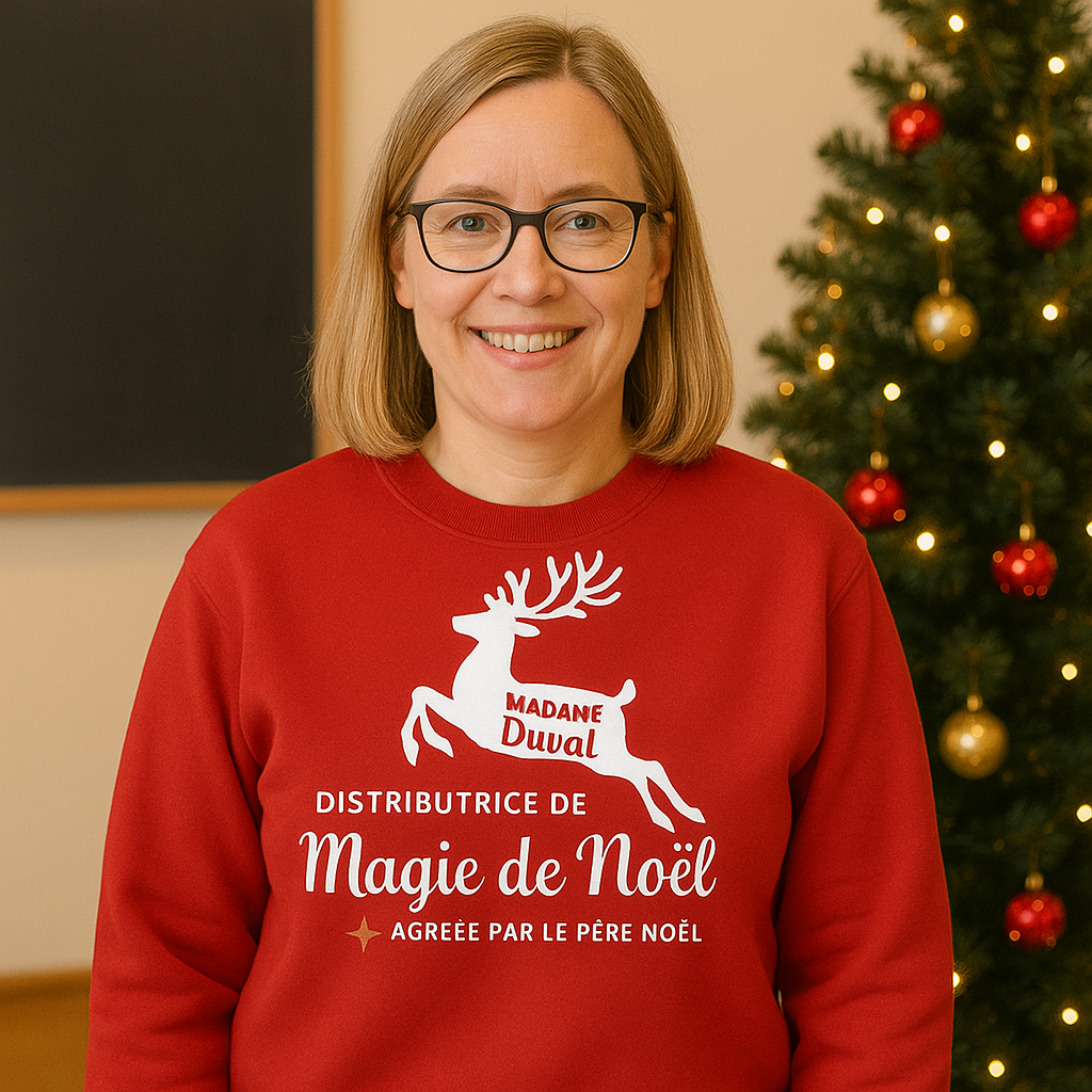 Pull rouge de Noël Institutrice - Instituteur