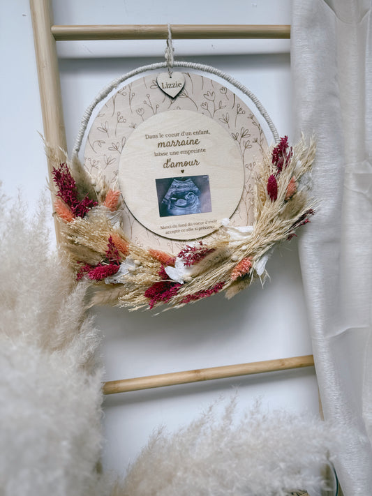 Couronne de fleurs séchées avec photo