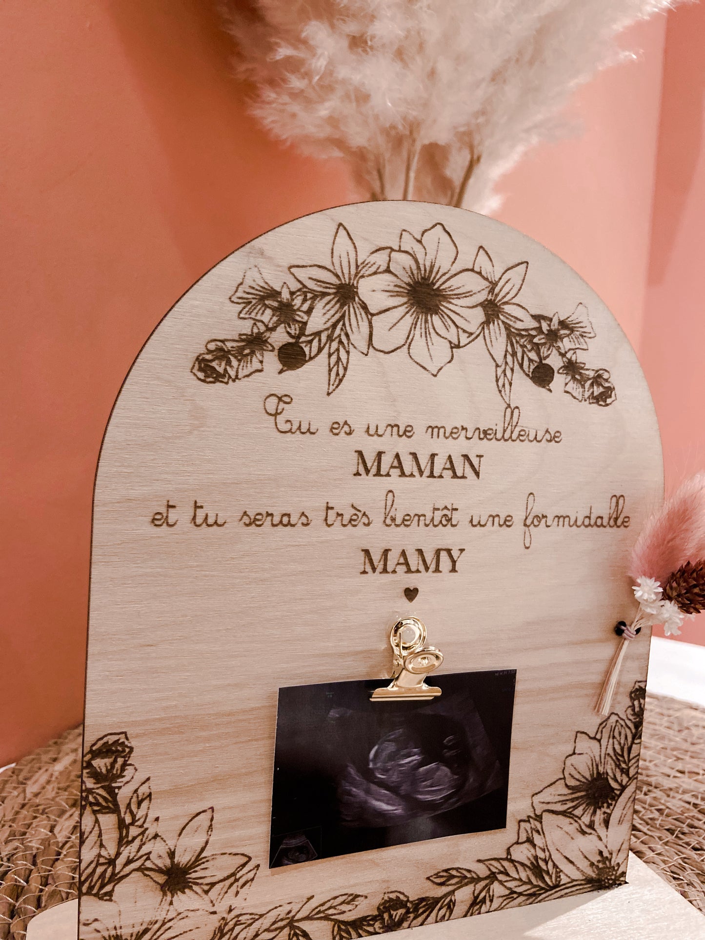 Déco en bois avec clip photo - fleurs