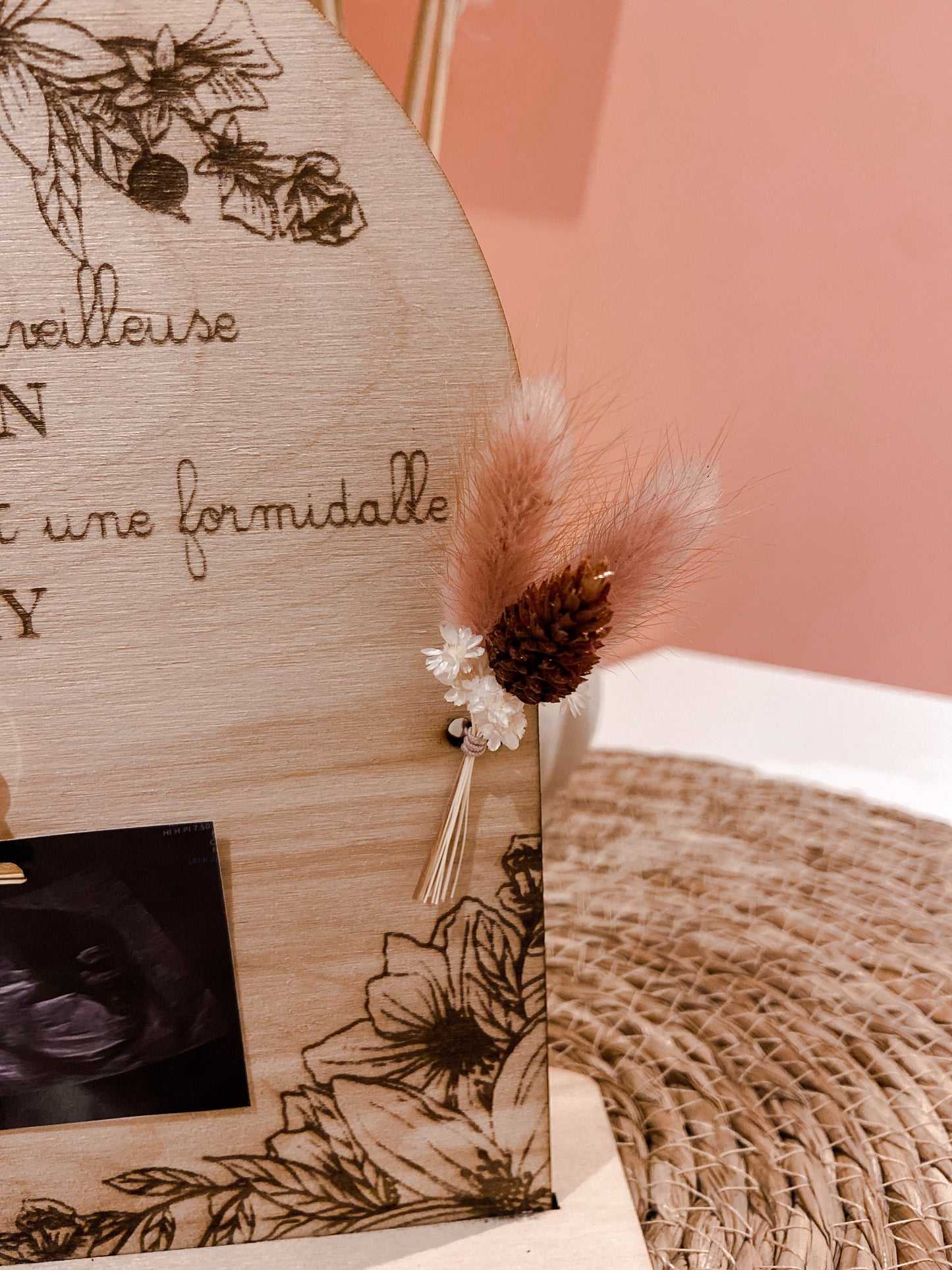 Déco en bois avec clip photo - fleurs