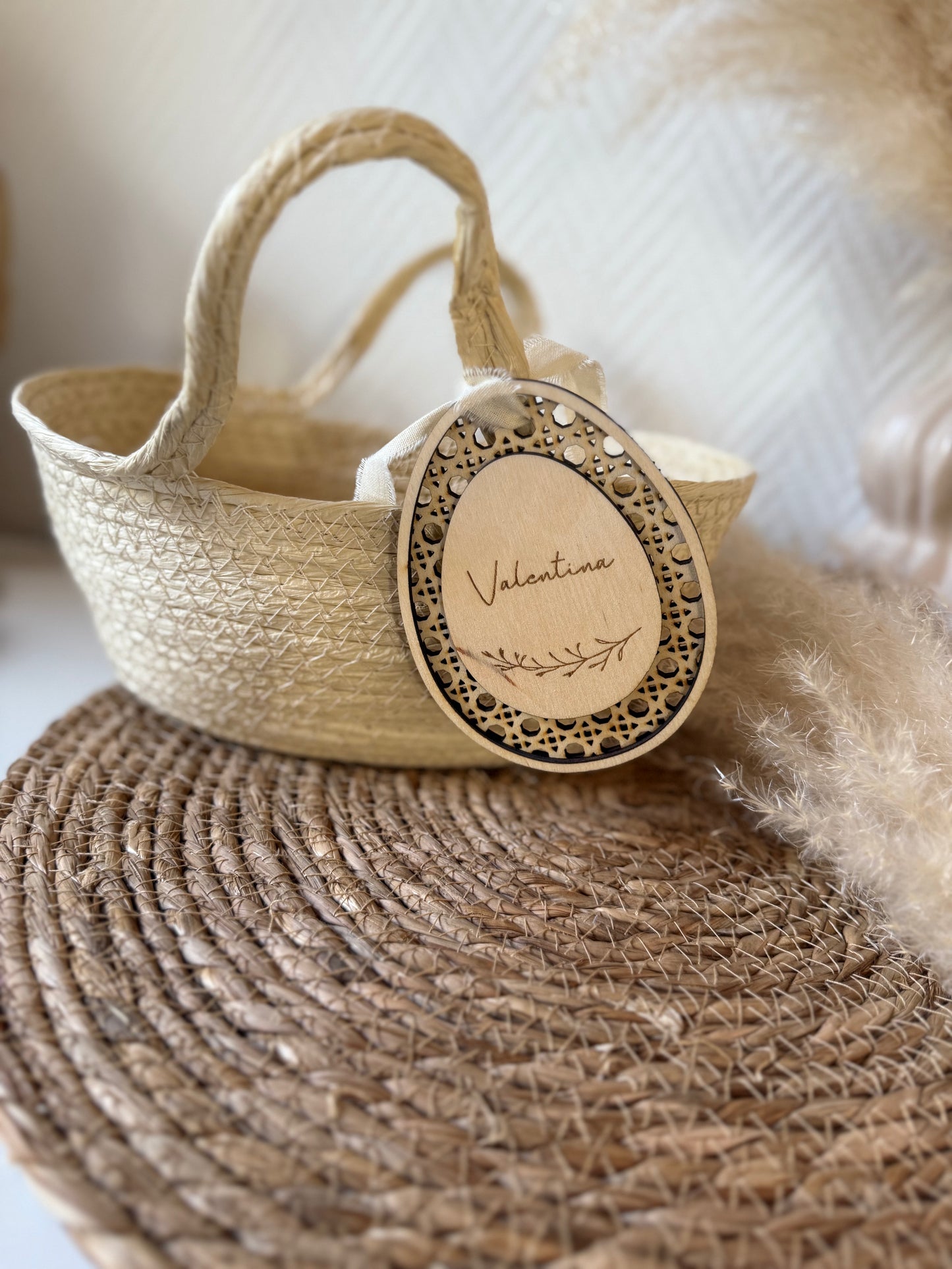 Panier avec étiquette en bois