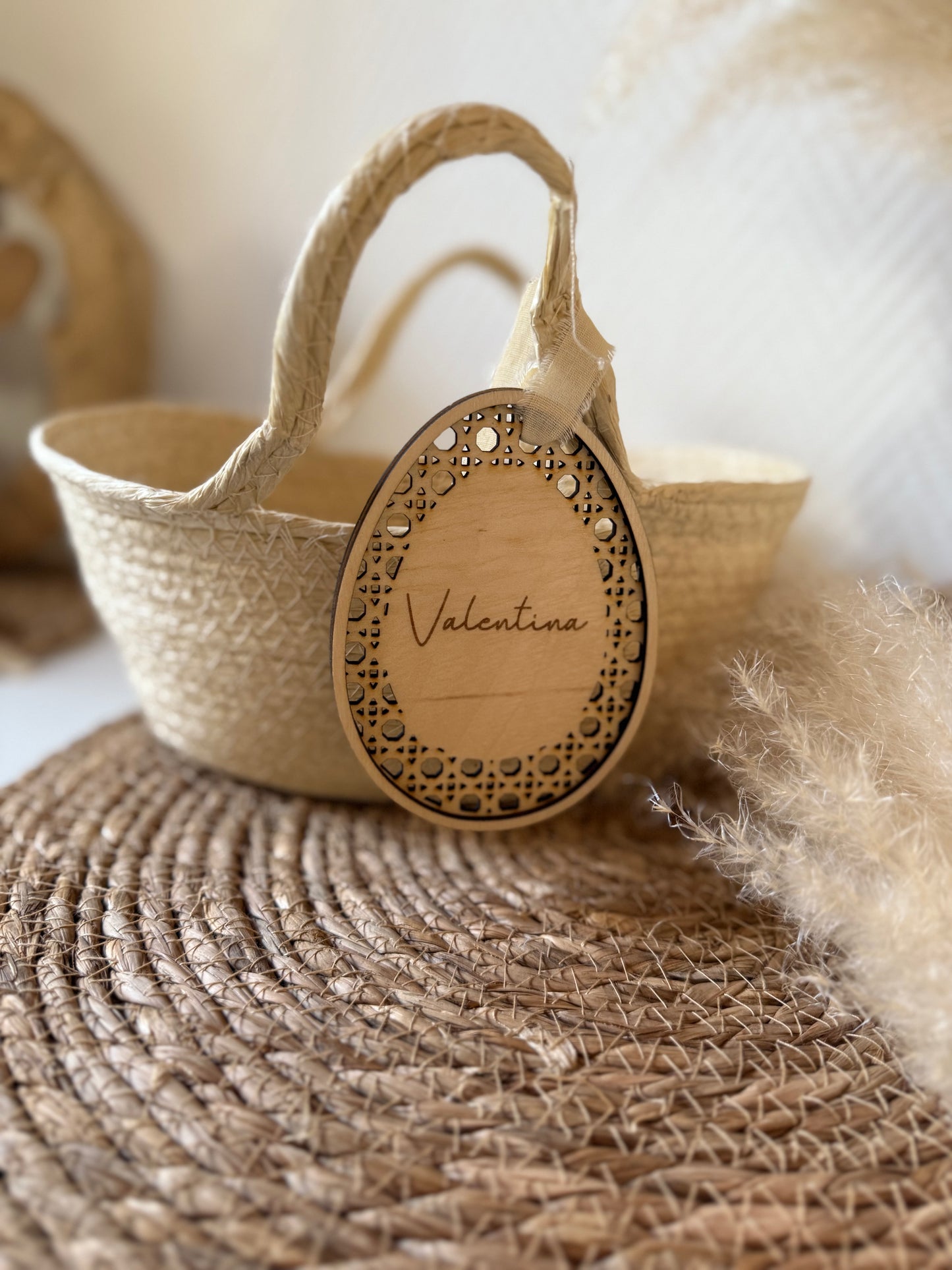 Panier avec étiquette en bois
