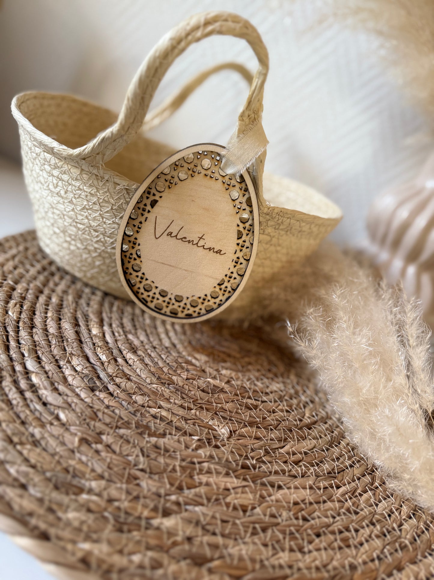 Panier avec étiquette en bois