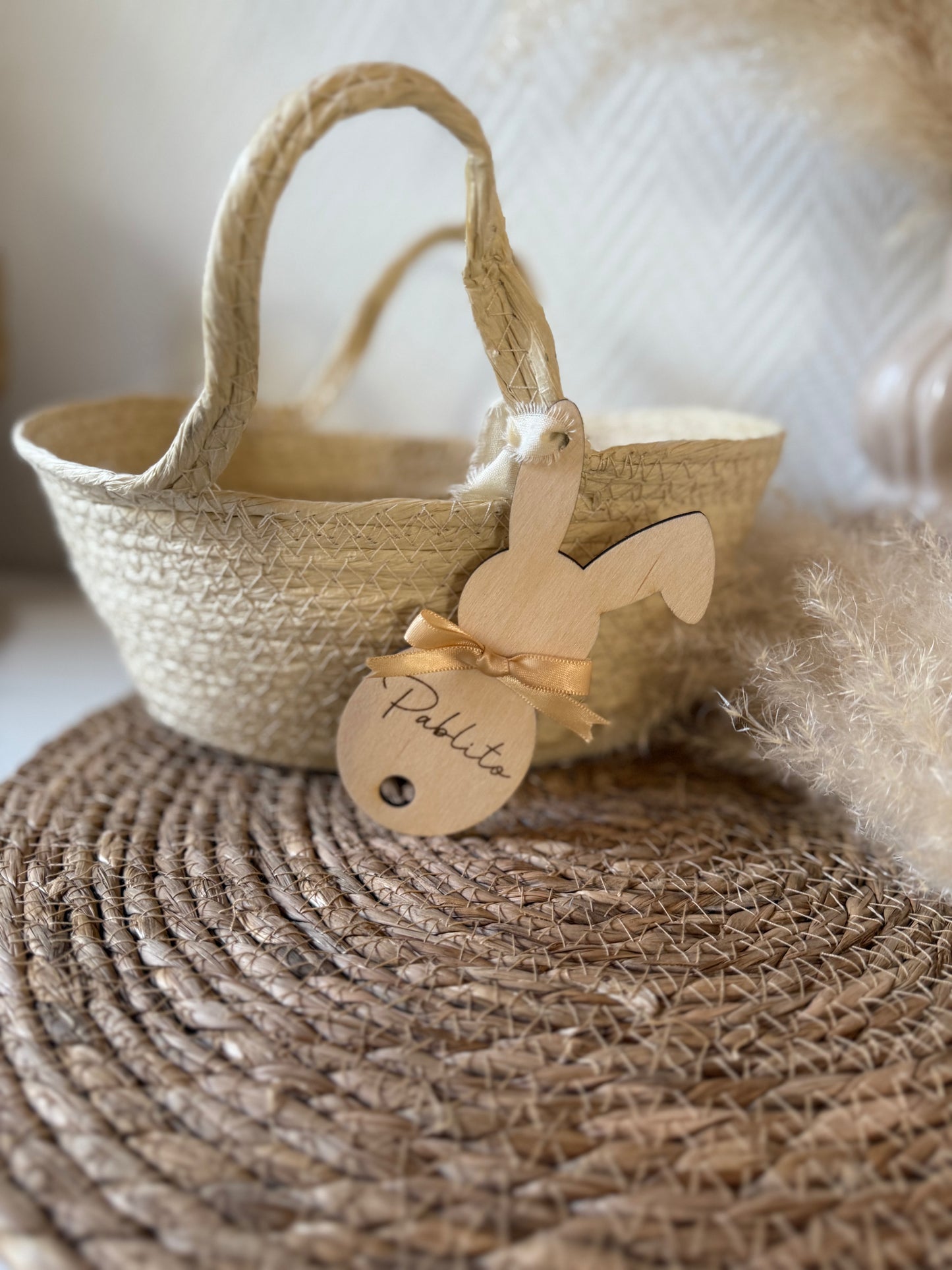 Panier avec étiquette en bois