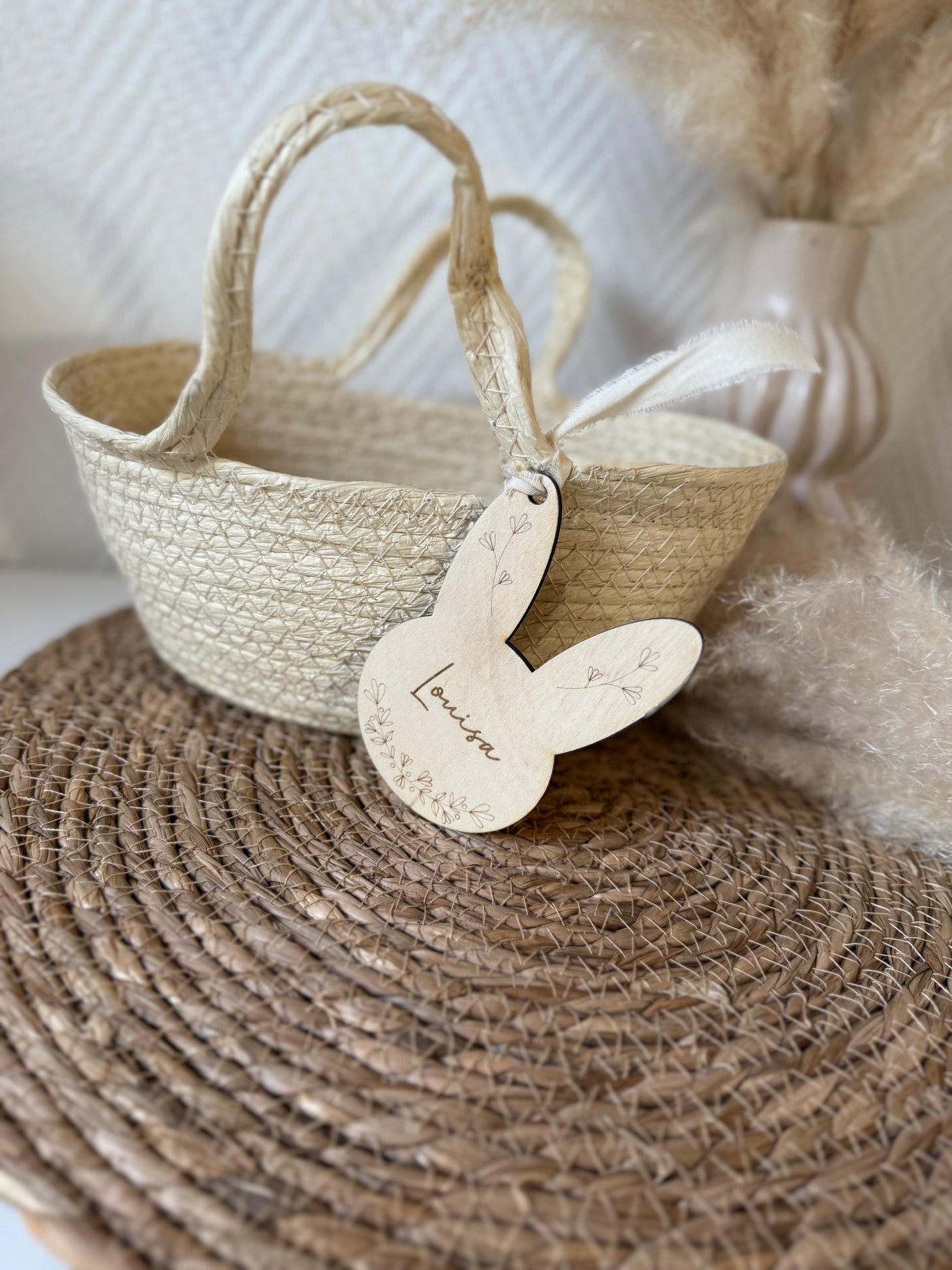 Panier avec étiquette en bois