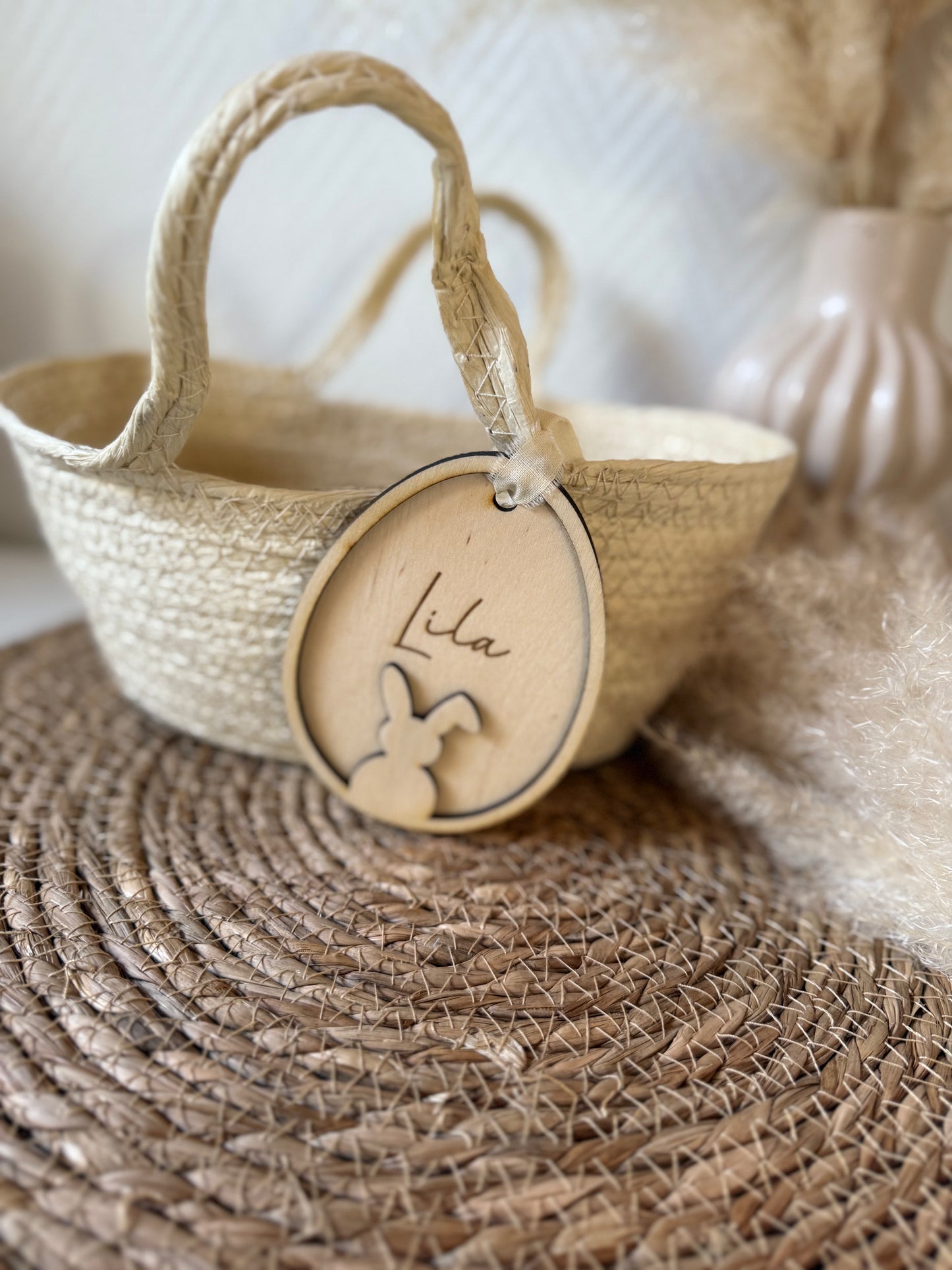 Panier avec étiquette en bois