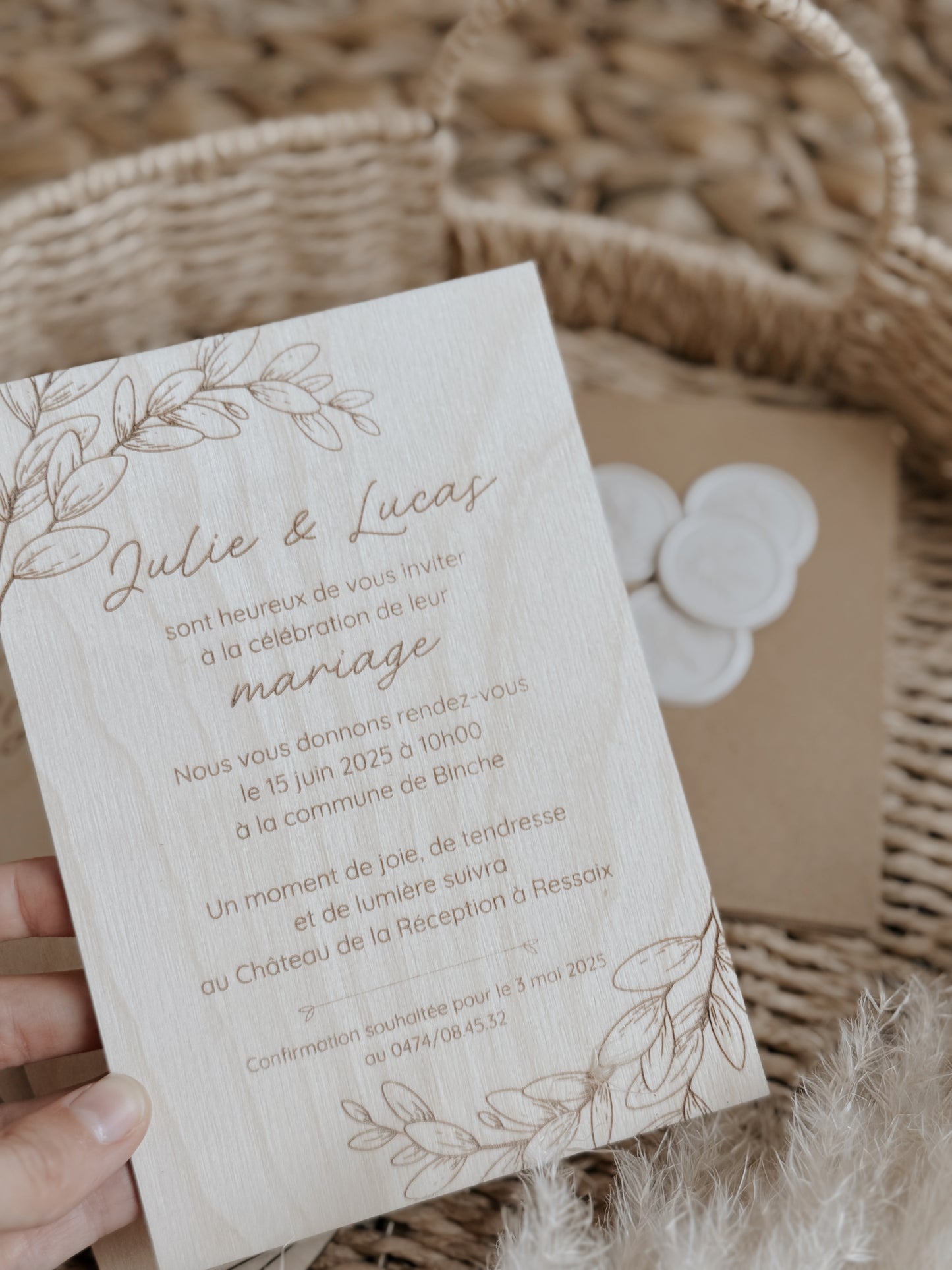 Invitation mariage en bois