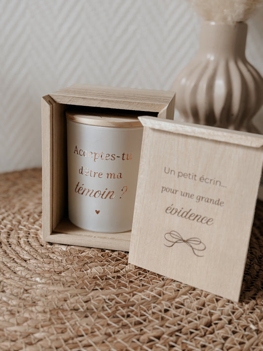 Coffret en bois & bougie - demande témoin