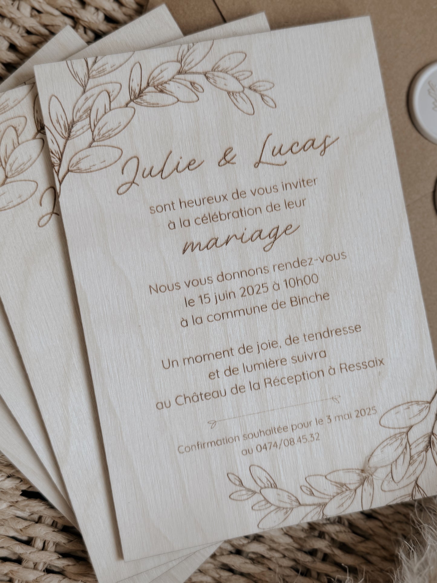 Invitation mariage en bois