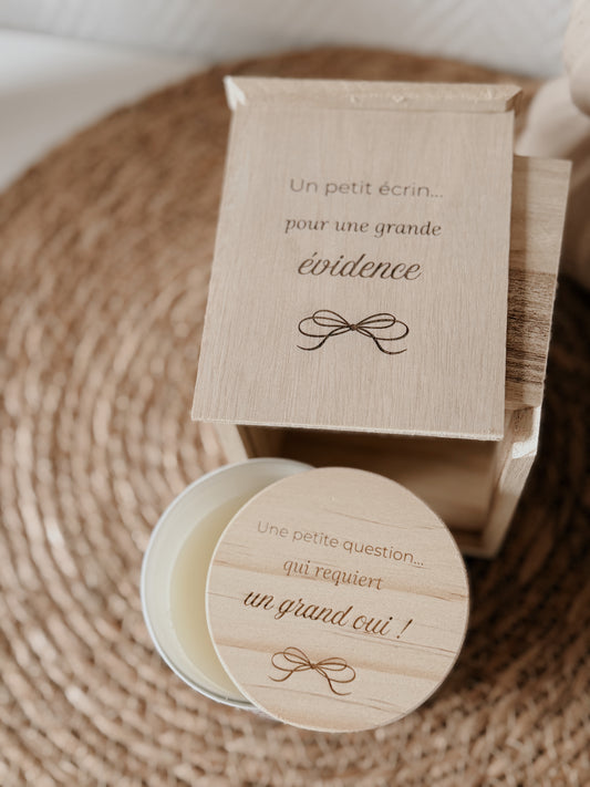 Coffret en bois & bougie - demande marraine