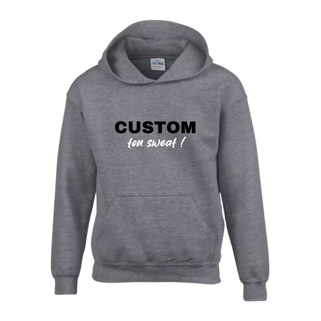 Sweat à capuche enfant gris chiné
