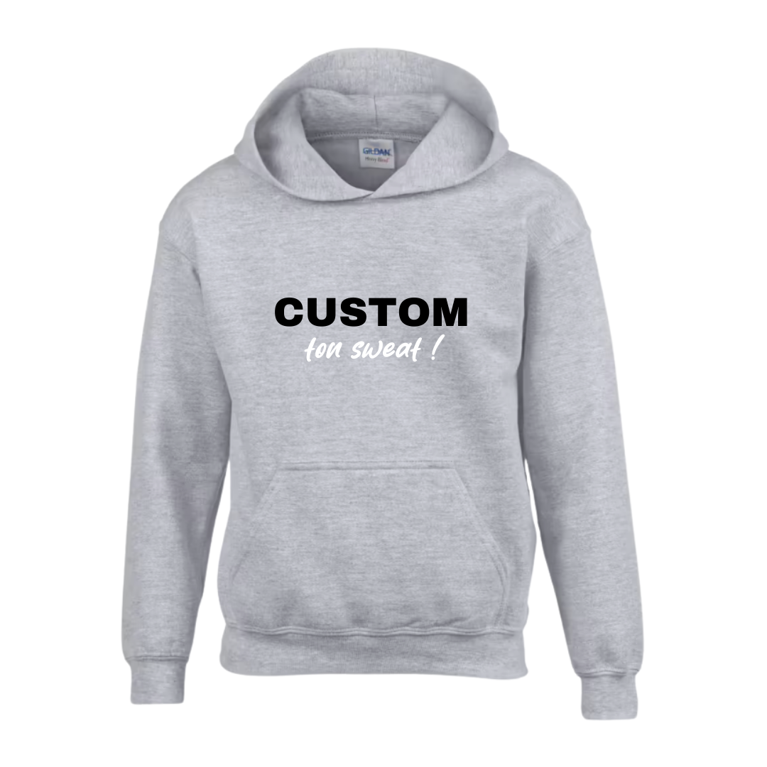 Sweat à capuche enfant gris sport