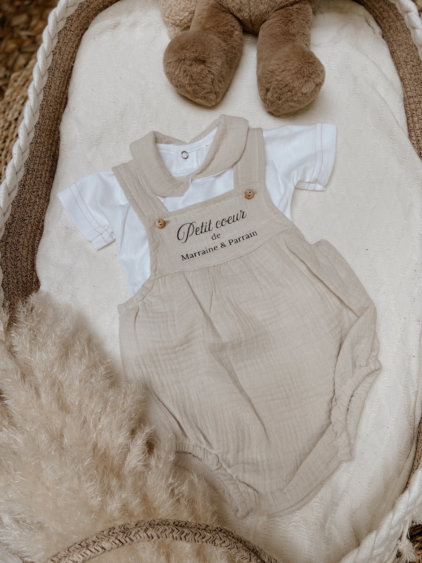 Ensemble salopette gaze de coton