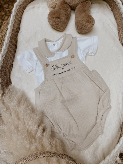 Ensemble salopette gaze de coton