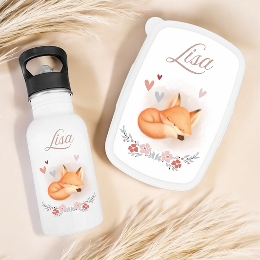 Lunchbox & gourde - Renard fleurs