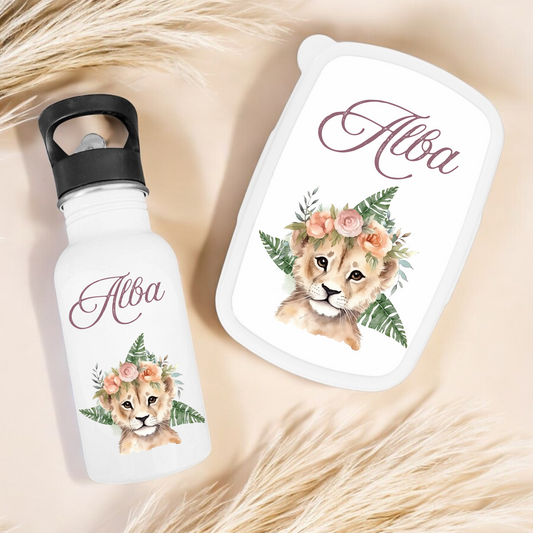 Lunchbox & gourde - Lion fleuri