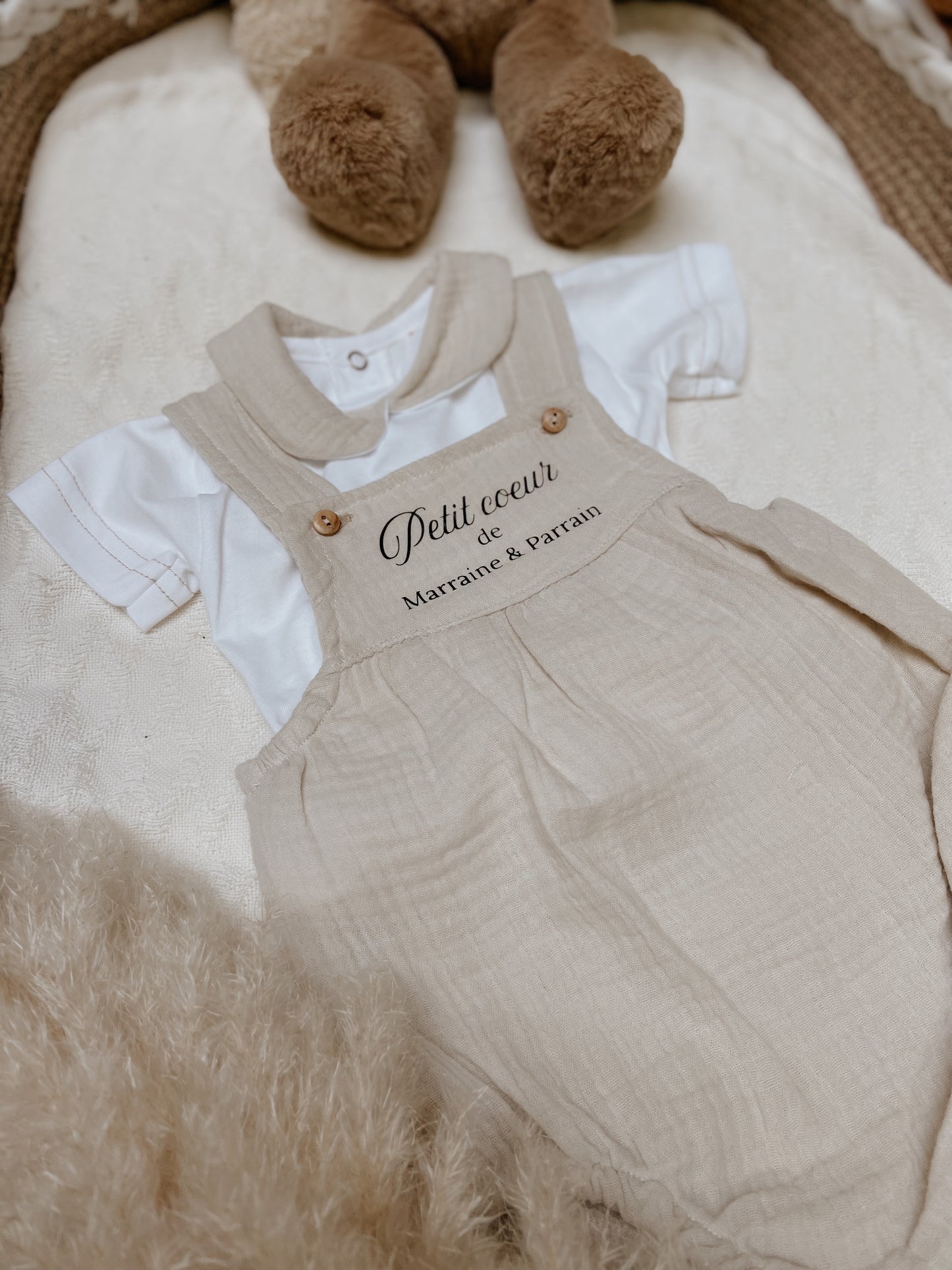 Ensemble salopette gaze de coton