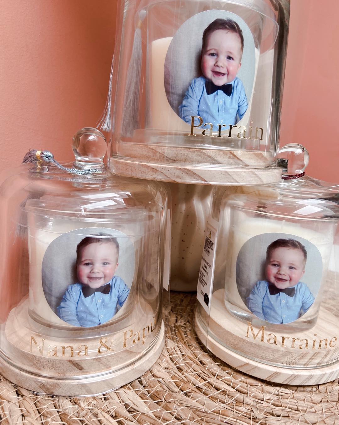 Bougie sous cloche - Avec photo