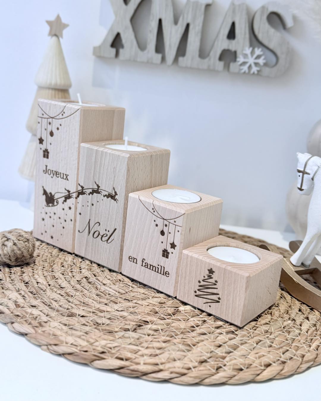 Lot de bougeoirs de Noël