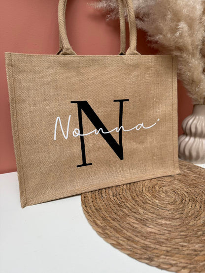 Sac cabas en toile de jute - Majuscule