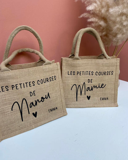 Sac cabas en toile de jute - Modèle "Les petites affaires de..."