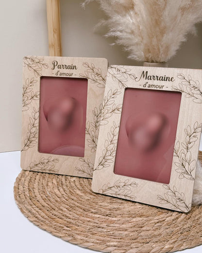 Cadre gravé feuillage