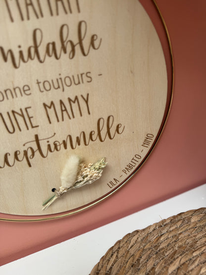 Suspension en bois personnalisée – Cercle doré 33 cm ✨🌿