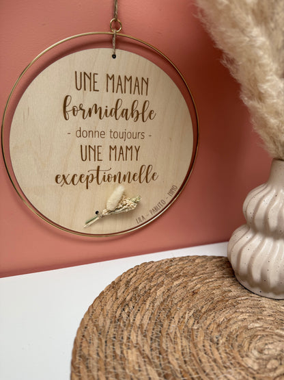 Suspension en bois personnalisée – Cercle doré 33 cm ✨🌿