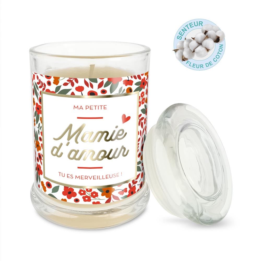 Bougie verre coton mamie d'amour