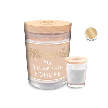 Bougie verre "ma cherie...fondre"