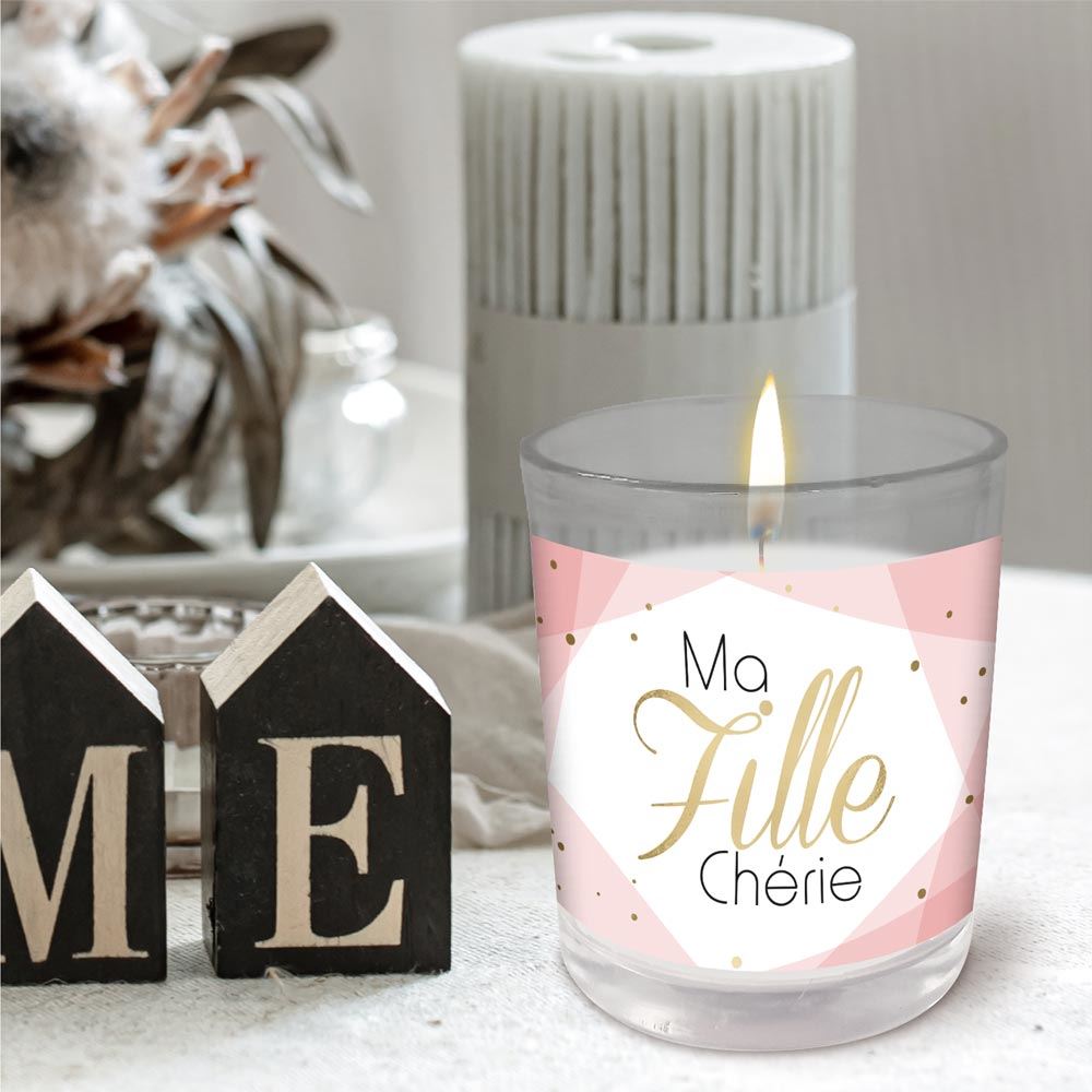 Bougie verre "ma fille cherie"
