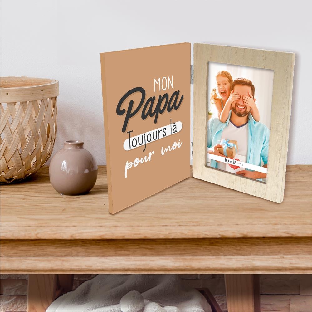 Cadre photo double "mon papa toujours la pour moi"