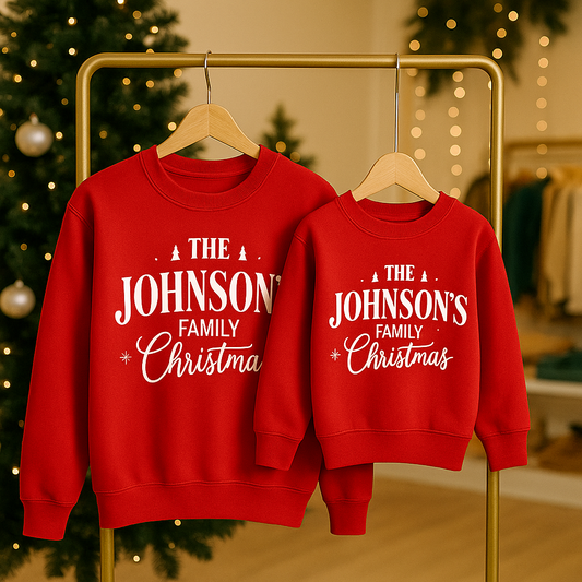 Pull rouge de Noël Famille - The... Family Christmas