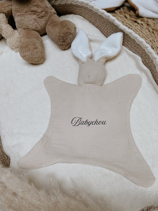 Doudou lapin avec oreilles polaires