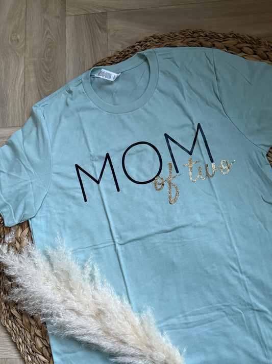 T-shirt menthe L "Mom of two"