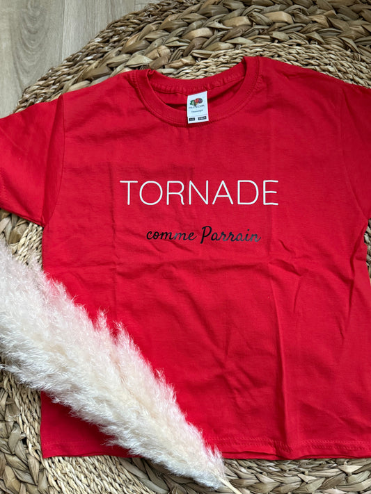 T-shirt rouge 5-6 ans Tornade comme Parrain