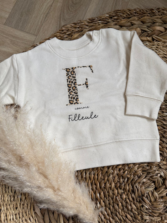 Pull à col beige F léopard comme Filleule
