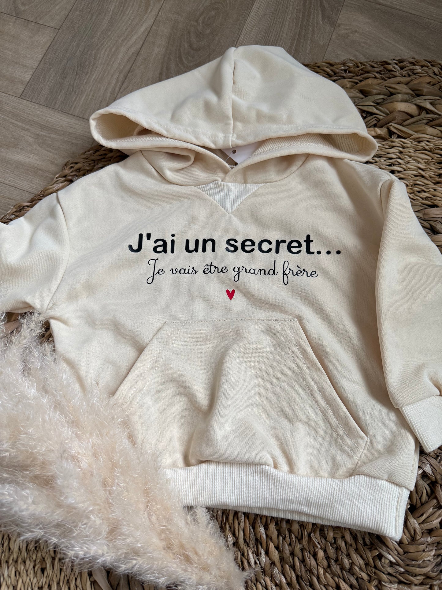 Sweat à capuche 12-18 mois "J'ai un secret..."
