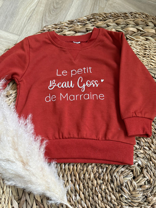 Pull à col rouille - 12-18 mois Le petit Beau gosse de Marraine