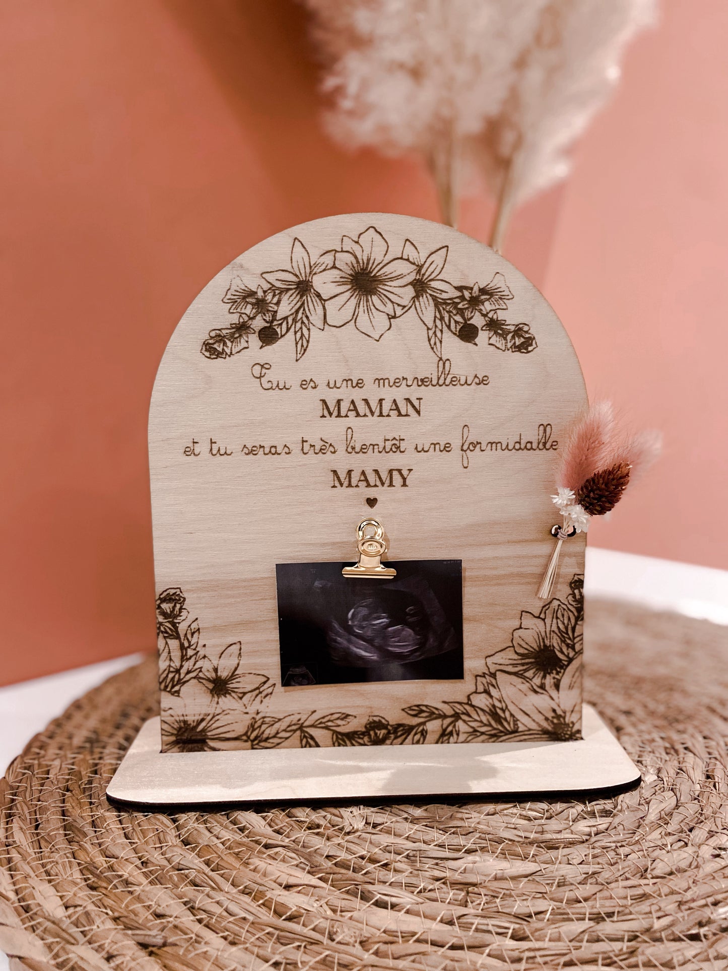 Déco en bois avec clip photo - fleurs