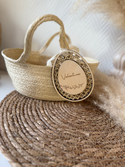 Panier avec étiquette en bois