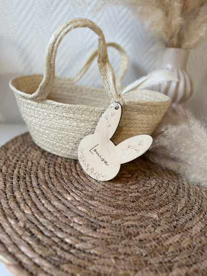Panier avec étiquette en bois