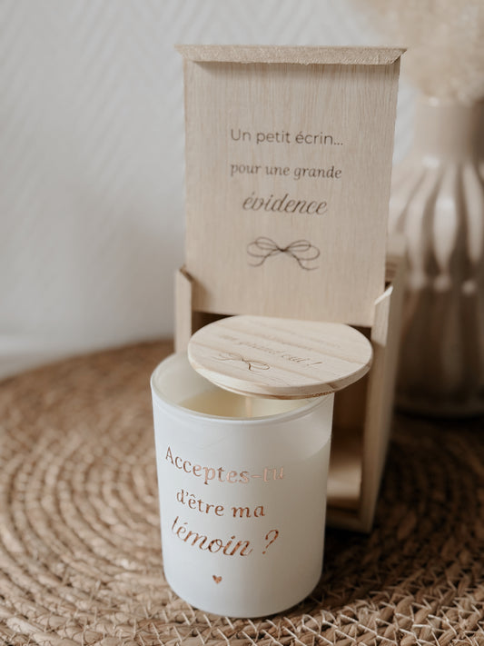 Coffret en bois & bougie - demande témoin