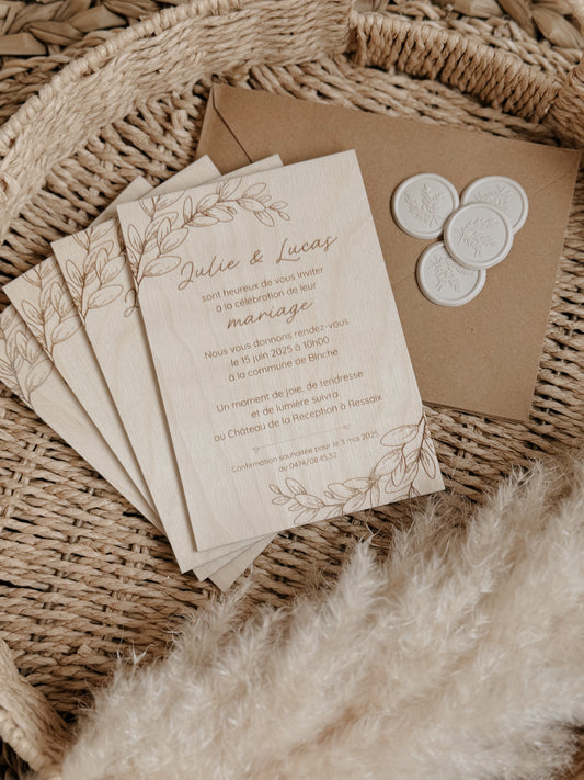 Invitation mariage en bois