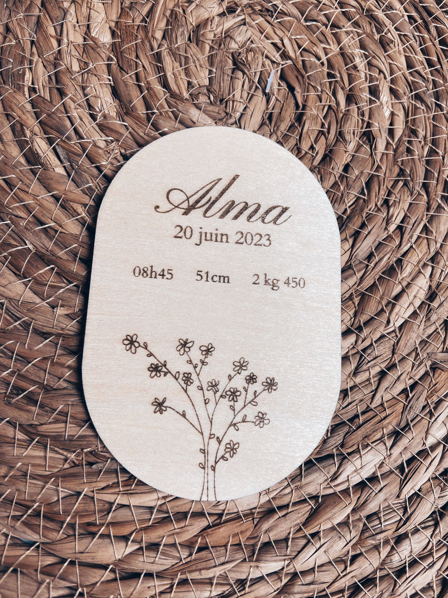 Magnet naissance en bois
