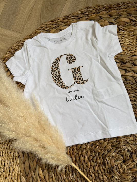 T-shirt blanc 6-12mois "G comme Giulia"